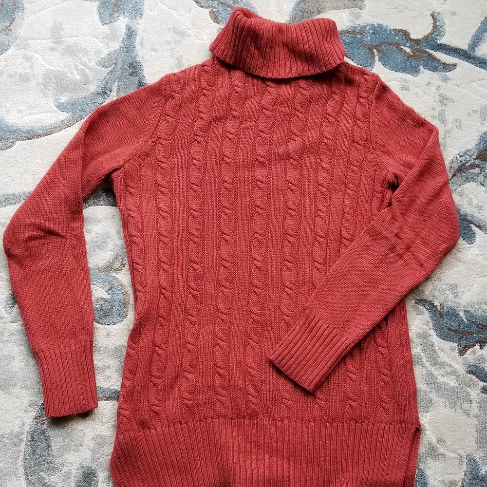 2 for $30! LOFT Orange cable knit sweater, XS